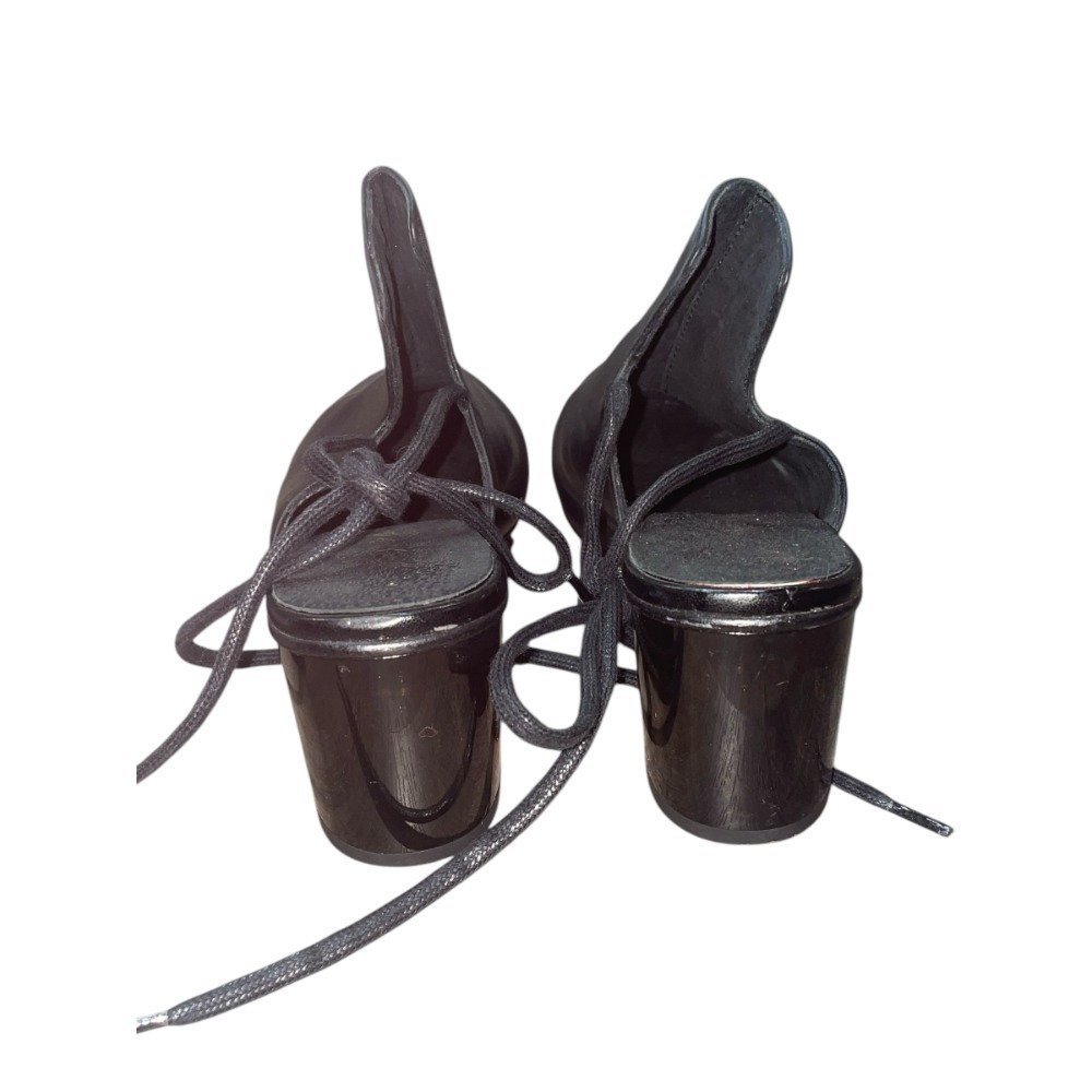 Free People  Black leather Womens heeled‎ Mules tie on the back - Picture 3 of 5